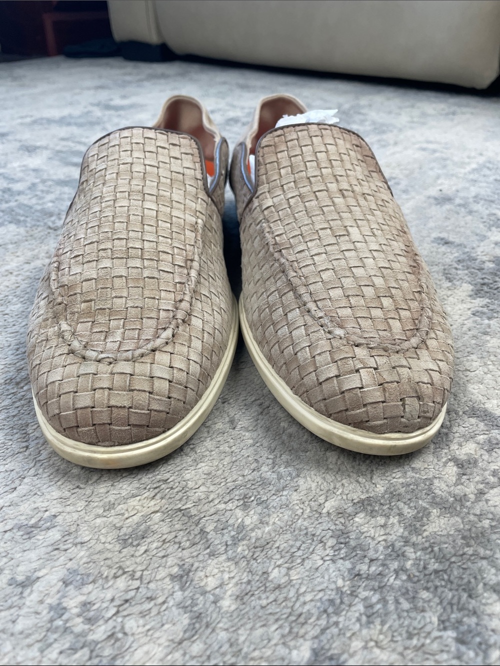 Santoni Woven Loafer Light Brown Beige Sz 12 - Picture 6 of 16